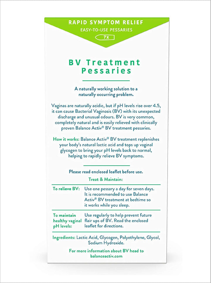 BV Pessaries, Bacterial Vaginosis Treatment for Women, Works Naturally to Rapidly Relieve Symptoms of Unpleasant Odour, Discomfort & Discharge, 1 Pack