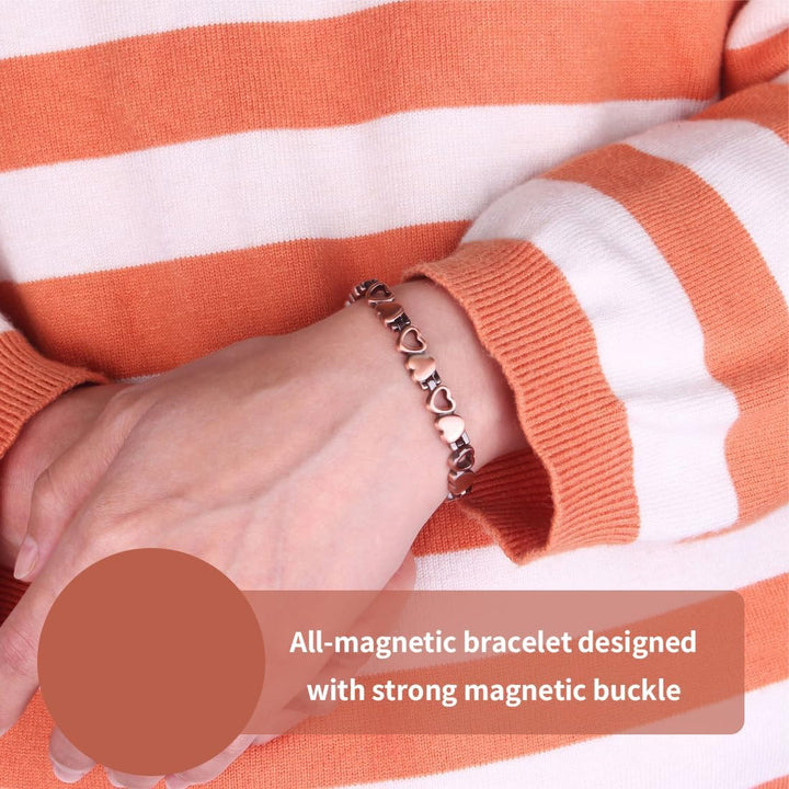 2 PCS Magnetic Bracelets for Women, Copper Bracelet, Silver + Copper