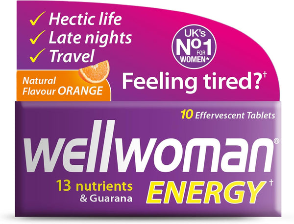 Energy Orange - 10 Dissolving Multivitamins Effervescent Tablets for Woman, Natural Orange Flavour,