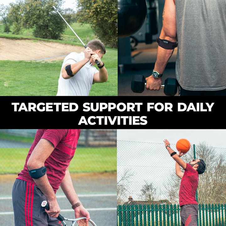 Tennis Elbow Support Strap - Compression Brace for Tendonitis, Arthritis, Injury - Elbow Support for Men & Women, Golfers Elbow (Adjustable Strap, Single)