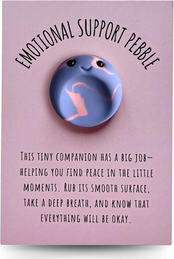 Emotional Support Pebble | Charming Handmade Worry Stone Age 5+, Cute Pocket Hug Gift | Anxiety Relief for Kids & Adults | Crafted in the UK - Mental Health Gifts to Bring Peace - Purple Swirl