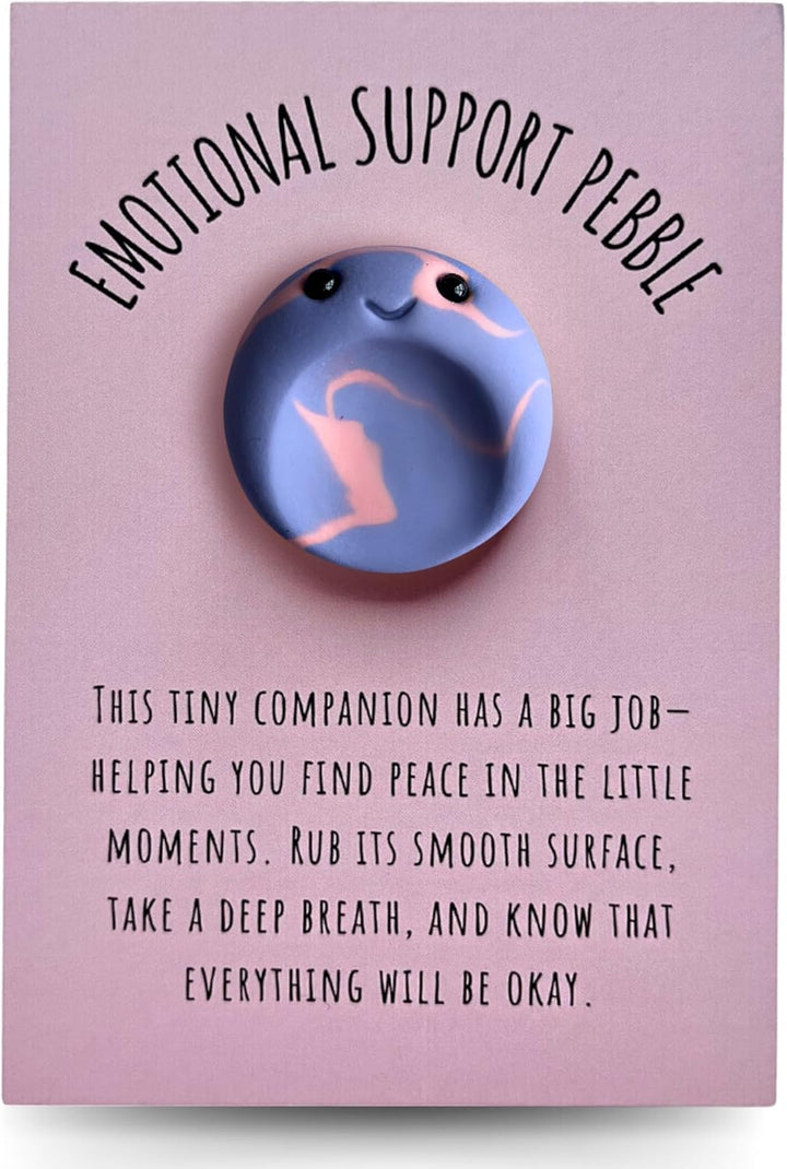 Emotional Support Pebble | Charming Handmade Worry Stone Age 5+, Cute Pocket Hug Gift | Anxiety Relief for Kids & Adults | Crafted in the UK - Mental Health Gifts to Bring Peace - Purple Swirl