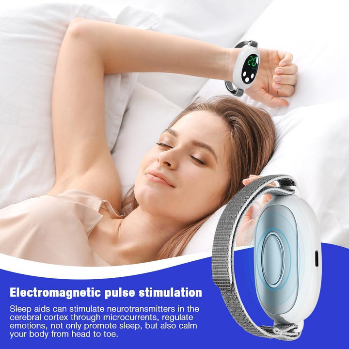 Sleep Aids for Adults, Calm Carry for Anxiety Sleep Aid Device, USB Charging Microcurrent Holding Sleep Instrument, Portable Sleep Aids for Adults with Comfortable Adjustable Strap(White)