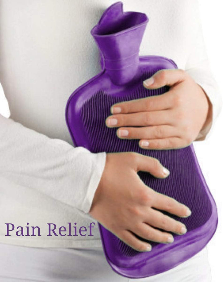 Pack of 2 Hot Water Bottles Natural Rubber Large Hot Water Bottle 2L Large Capacity | Ribbed Hot Water Bag for Pain Relief Secure & Leakproof (Assorted Colours)