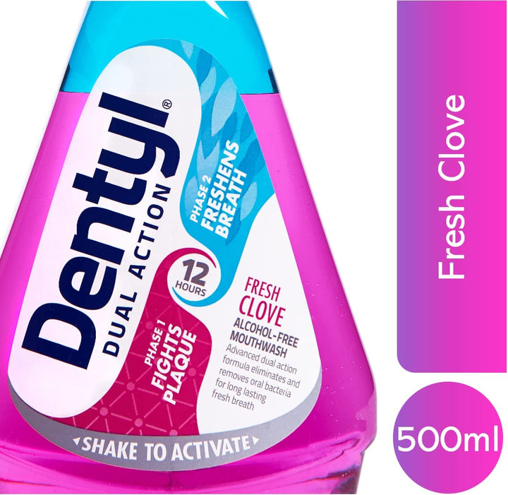 Dual Action CPC Mouthwash, 12Hrs Fresh Breath & Total Care, Alcohol Free, Fresh Clove, 500 Ml
