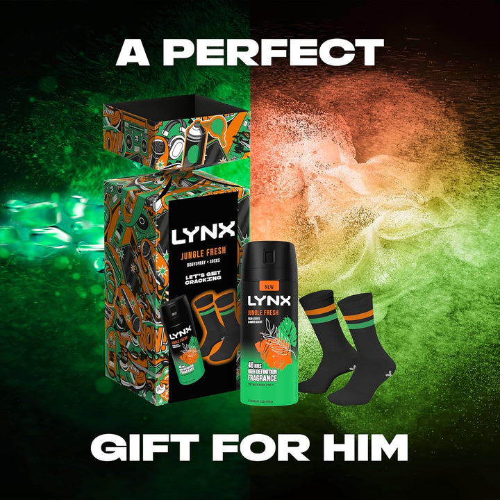 Jungle Fresh Deodorant Gift Set Body Spray + Socks Perfect Gifts for Him 1 Piece