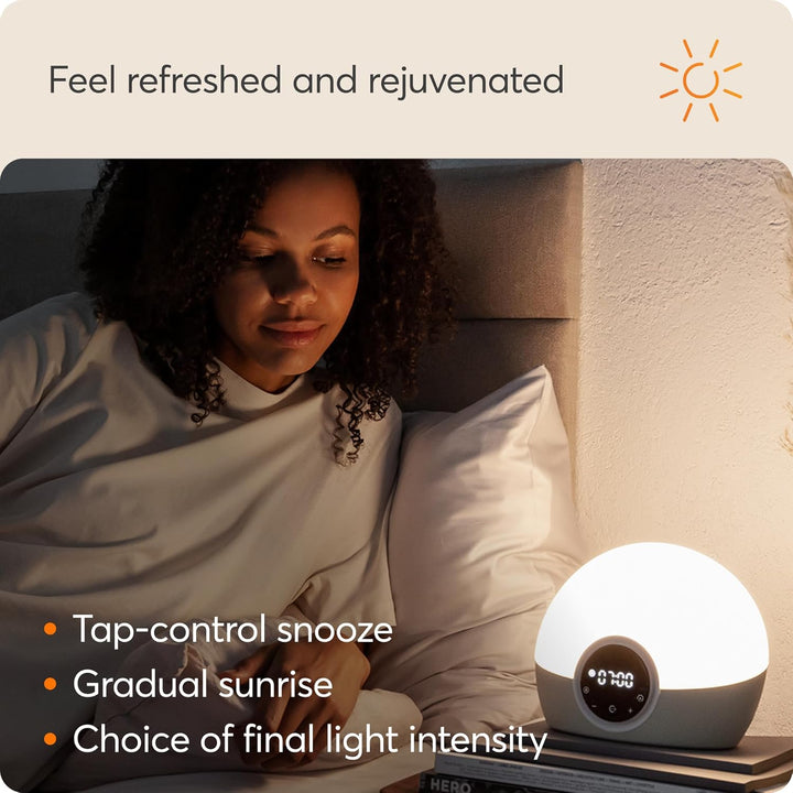 Bodyclock Spark 100 - Wake-Up Light Alarm Clock with Sleep Sunset, White/Off-White