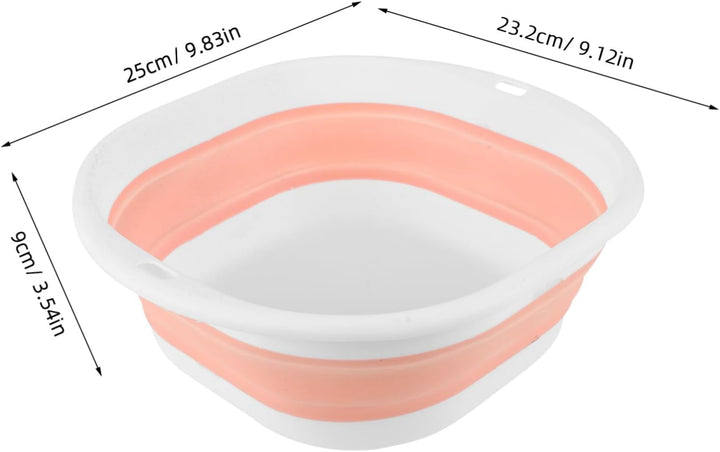 Collapsible Portable Washbasin for Face Washing with Hook Space-Saving Foldable Basin for Travel Home Outdoor Use and Multifunctional Small Wash Bowl in Pink and White