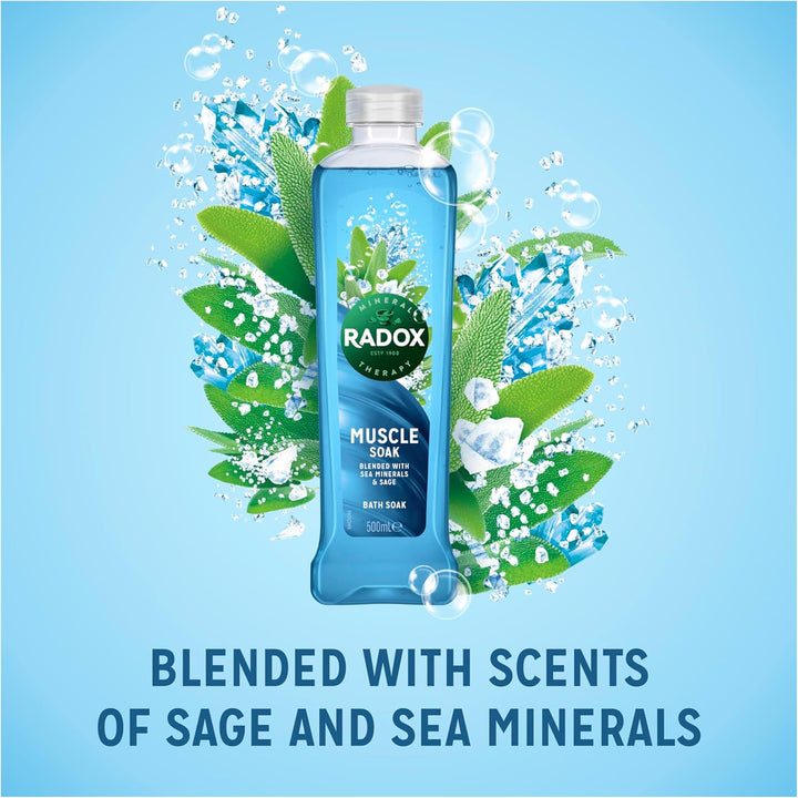 Radox Mineral Therapy Bath Soak Muscle Soak Uniquely Blended with Minerals, Herbs & a Soothing Thyme Fragrance for a Restorative Bubble Bath 500 Ml