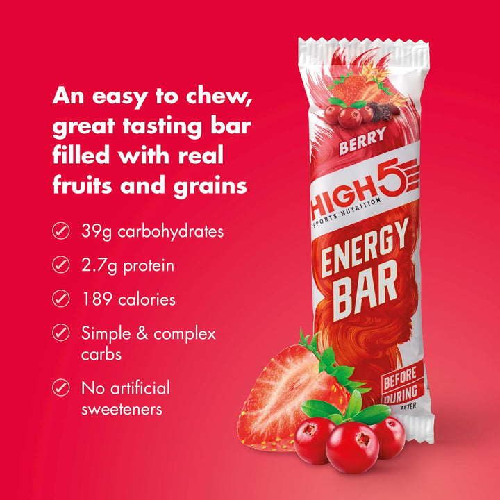Energy Bars - High Carb Energy Bars for Running, Cycling & Hiking - Vegan Oat Bars with Real Fruits - Healthy Snacks for Adults - Snack Bars Multipack for Training & Racing (12X55G, Berry)