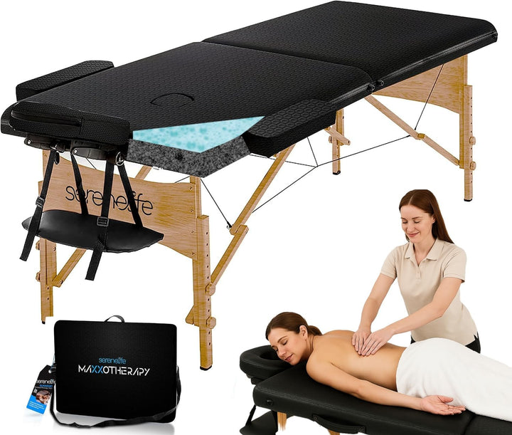 Portable Massage Table, Professional Adjustable Folding 3 Sections Massage Bed with Carrying Bag, Lash Bed Ideal for Beauty Salon, Physical Therapy, Tattoo Parlor, Spa & Facial Treatment