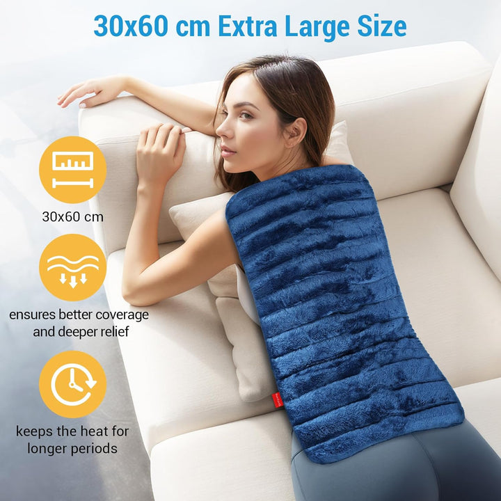 XXL Microwavable Wheat Bag with Larger Coverage 30X60Cm, 3.6Lb Weighted Microwave Heat Pad for Back, Abdomen, Neck, Shoulder, Moist Heat Therapy for Muscle Soreness, Joint Pain, Period Cramp
