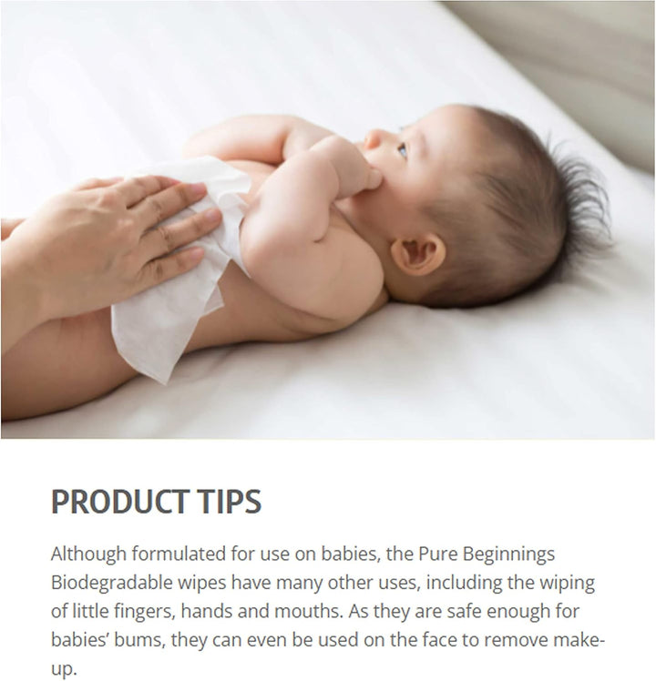 Baby Wipes Made of Plant Fibres with Organic Aloe (1 X 64 Pieces)