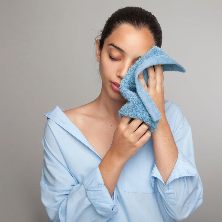 - 12 Pack Face Cloths |30X30 Cm| 100% Cotton Wash Cloths - Ultra Soft & Highly Absorbent Fingertip Towels for Spa, Gym, Hotel & Bathroom |Eloquent Blue|