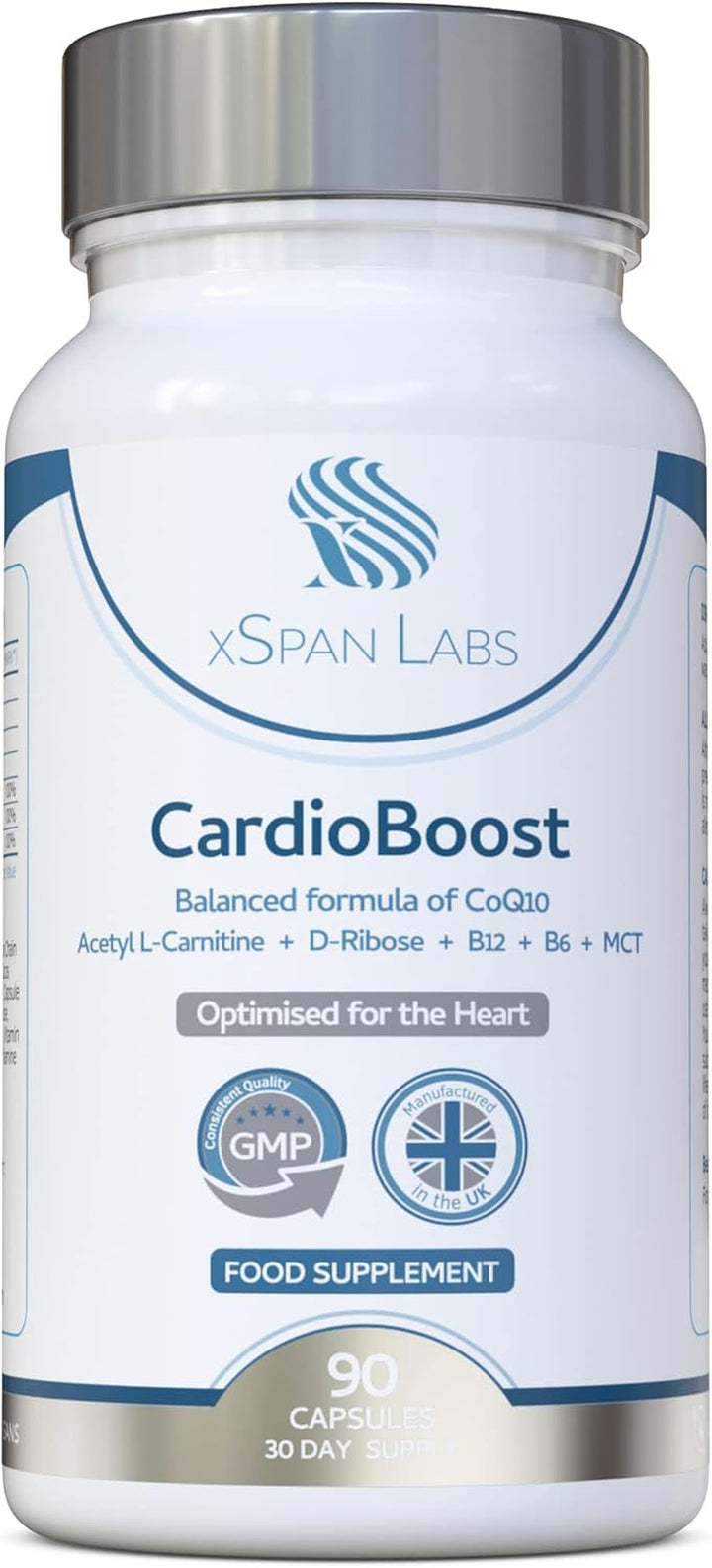 Cardioboost 90 Capsules – a Precise Balance of Coq10, D-Ribose, Acetyl L-Carnitine, B Vitamins & Medium Chain Triglycerides for Normal Heart Function and to Reduce Tiredness & Fatigue