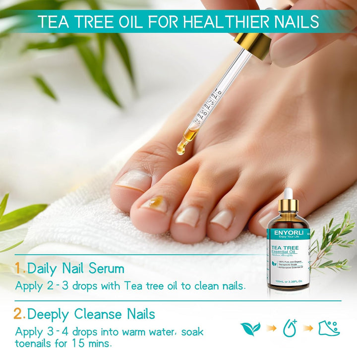 Tea Tree Essential Oil 100Ml Tea Tree Oil 100% Pure Organic for Aromatherapy Diffuser Acne Hair Scalp Nail Fungus Natural Skincare