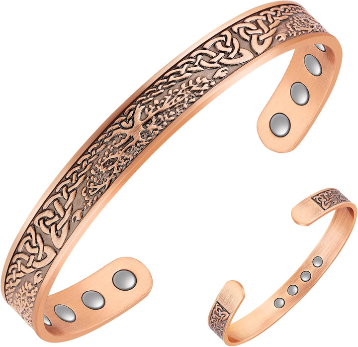 Copper Magnetic Bracelets for Men Women,100% Solid Copper Magnetic Cuff Bangle with Powerful Magnets(Each 3500 Gauss), Brazaletes with Jewelry Gift Box