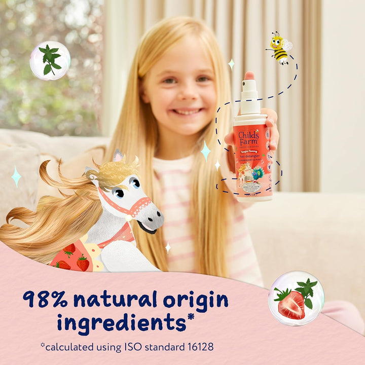 Tangle Taming Hair Detangler Spray, Heat Styling Protector, Strawberry and Mint, Children, Kids, 100Ml