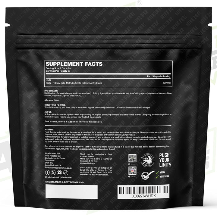 HMB Supplement - 1000Mg Serving HMB 500Mg Capsules, Metabolite of Leucine for Muscle Growth & Repair - 120 Capsules 60 Servings