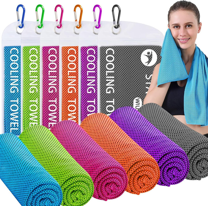 6 Pack Cooling Towels for Neck and Face,Microfiber Cooling Gym Towels,Soft Cooling Neck Towels Rags Cooling Neck Wraps Sweat Towel for Sports,Gym,Yoga,Workout,Running,Camping(40"X12")