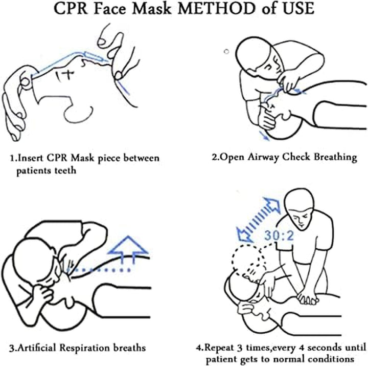 Set of 50 CPR Mask, Disposable CPR Shield Emergency Mask Key Chain Ring, with One-Way Valve Breathing Barrier for First Aid or AED Training