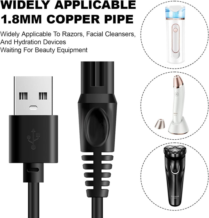 5V Cable for Philips One Blade Charger,Shaver Charger,Compatible with QP2724,QP2734,S3241,S3145,MG5910,MG9520,S7885,S7887,S5884,X3053,X3001,X5004,X5012, Durable, Lightweight, and Portable