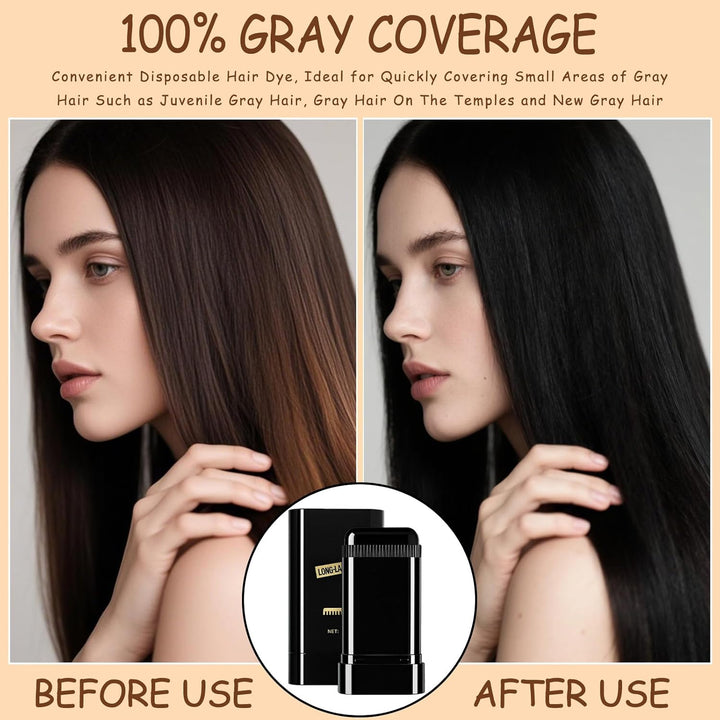 Safe and Convenient Hair Dye Comb, Waterproof Sweat-Proof Hair Dye Stick with Comb, 2-In-1 Quick Touch-Ups Dye Comb for Women & Men (Coffee)
