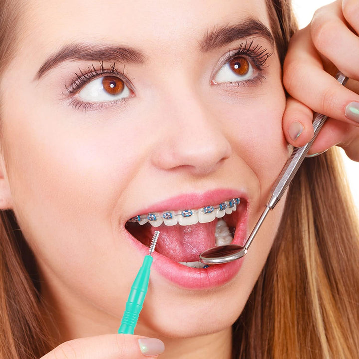 80 Pcs Interdental Brushes, Soft Dental Brushes Dental Brushes Teeth Flossing Brushes Dental Floss Brush for Cleaning Gaps between Teeth (4 Colors)