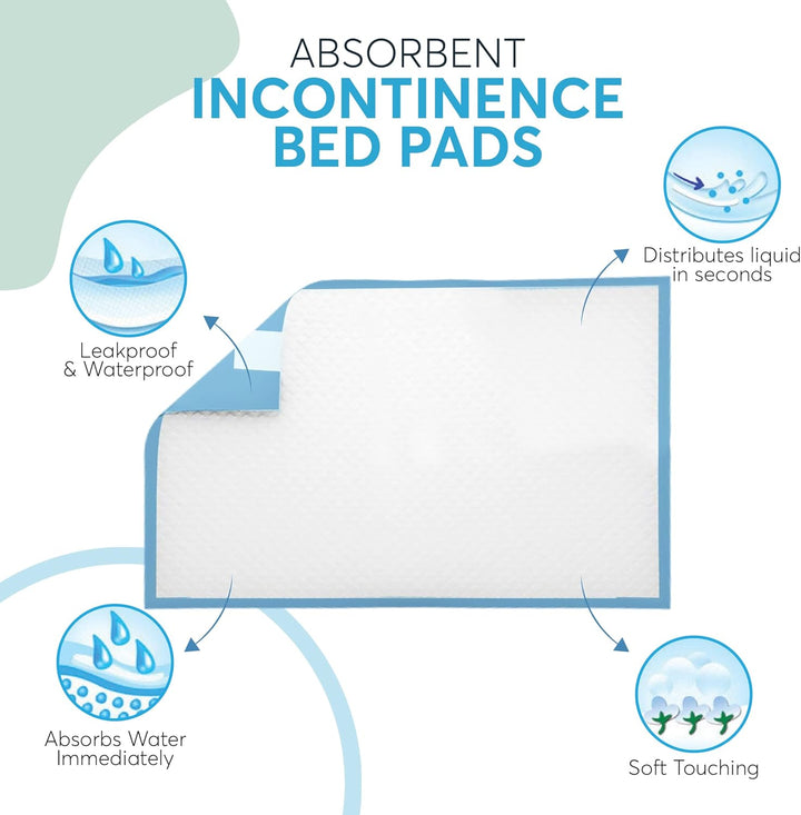 25 X Incontinence Bed Pads | Disposable Bed Pads | Bed Protectors for Incontinence | Size 60X90Cm | with Self-Adhesive Sticker Tabs | Bed Mats Disposable | (1 Pack of 25)