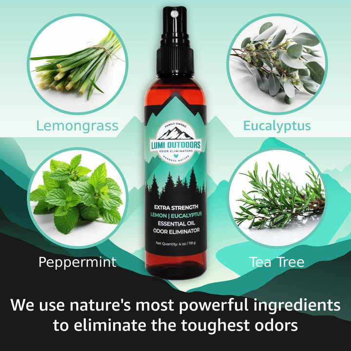 Natural Shoe Deodorizer Spray & Foot Odor Eliminator- Extra Strength- Eucalyptus Lemongrass
