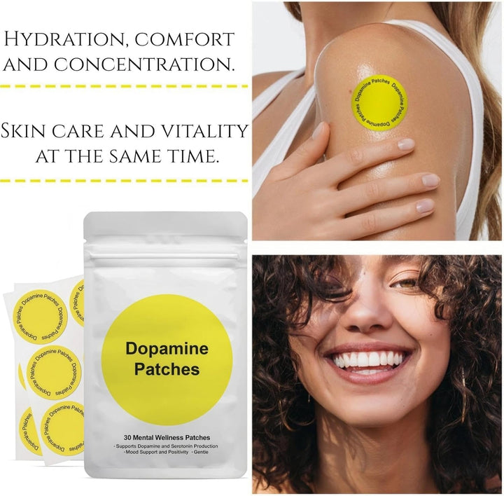 30PCS Dopamine Patches, Plant-Based Formula, Energy Supplement Patches, Dopamine Supplements for Mood Boost & Positivity Support, Natural & Long-Lasting Body Care