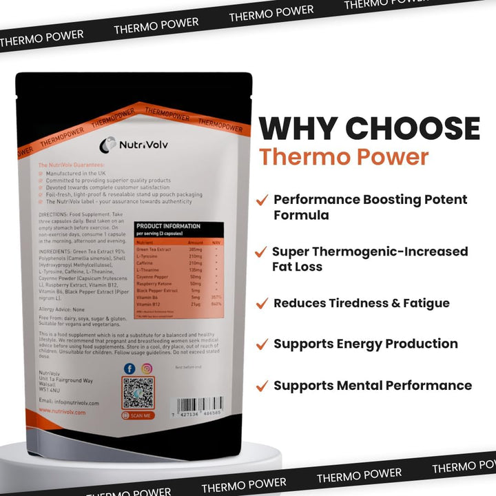 Thermopower 1000Mg | Thermogenic Fat Burner Increased Energy & Boost Performance | 60 Capsules