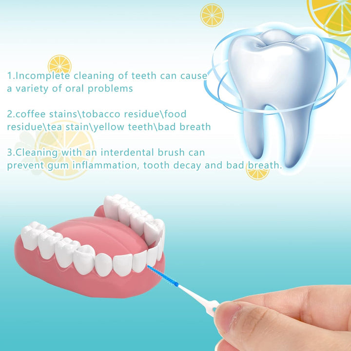 220 Pieces Interdental Brushes, Silicone Dental Brushes Blue Tooth Floss Picks for Braces Oral Cleaning