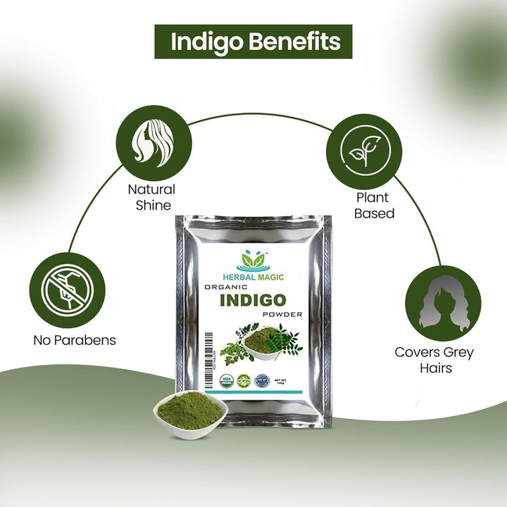 'S Organic Indigo Powder for Hair, USDA, Herbal Hair Dye, Natural Hair Mask/Color - Free from Fillers & Preservatives-100G