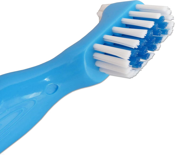 Denture Brush ~ Easy Grip Handle, Double Bristle Head… (Blue & White)