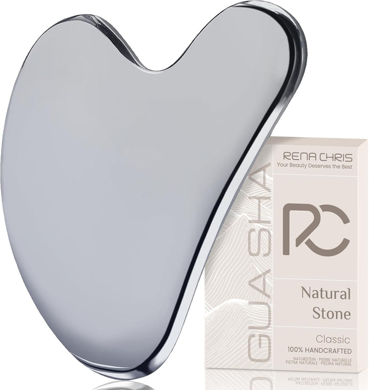 Gua Sha Facial Tools, Stainless Steel Gua Sha Stone, Face Guasha Tool for Jawline Sculpting and Puffiness Reducing, Guasha Massage Tool, Skin Care Gift - Silver