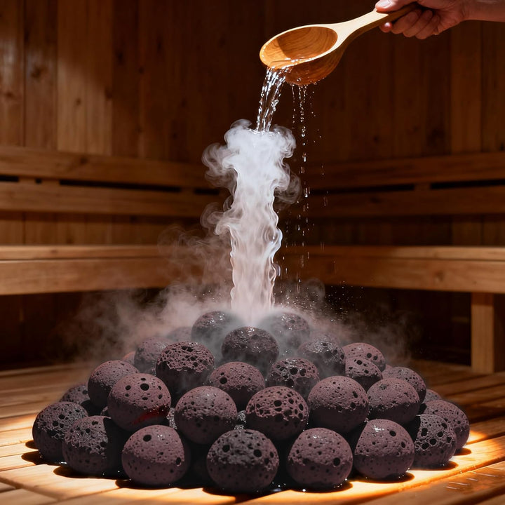 5Pcs Sauna Heater Volcanic Stones - Sauna Room Replacement Rocks for Heating - 4Cm Natural Steam Heater Rocks for Indoor Steam Rooms