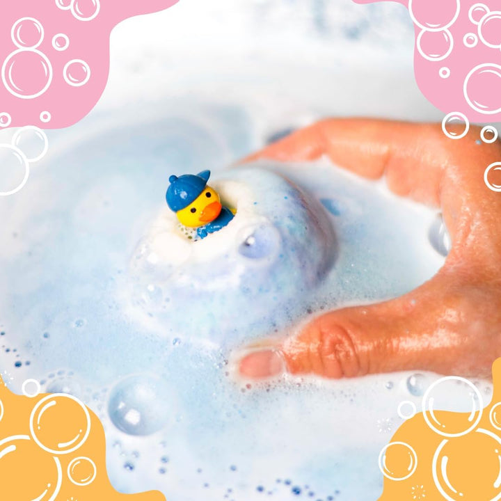 6Pcs Kids Bath Bombs Set with 6 Toys & 2 Rubber Ducks – Fun Bath Bombs for Kids with Surprise Toys inside & 6 Bathtime Stories – Safe for Sensitive Skin & Birthday Gift for Boys & Girls