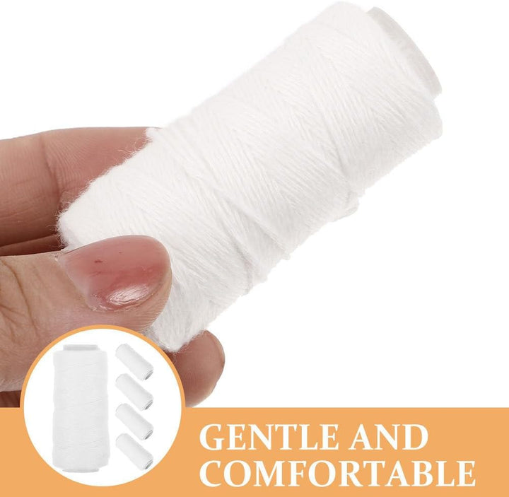 6 Rolls White Cotton Facial Threading Strings Hair Remover Tool for Smooth Skin, Eyebrow, and Chin Hair Removal