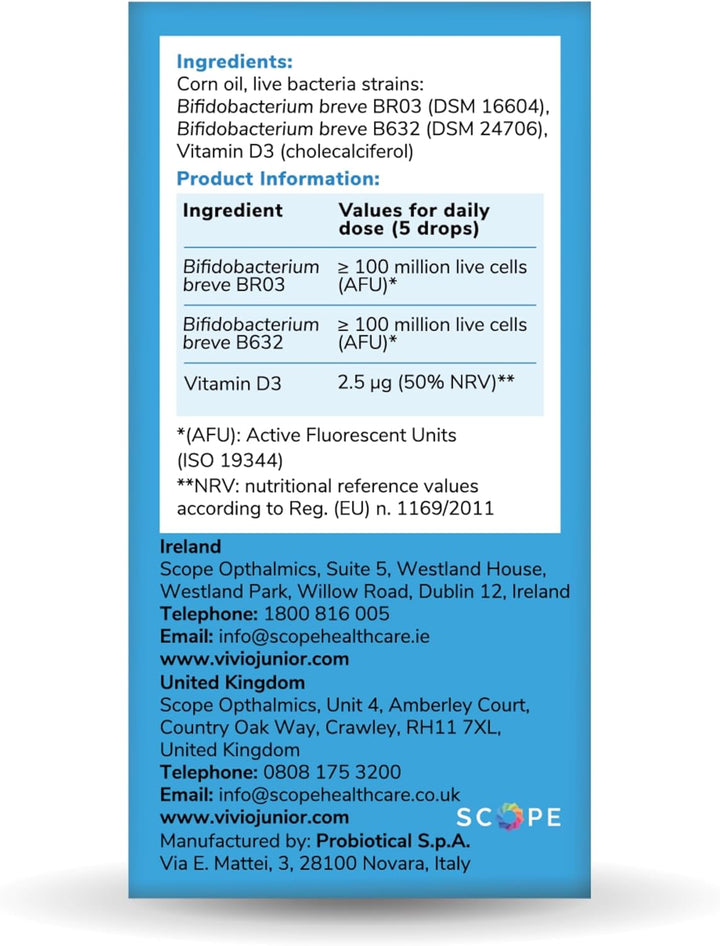 Tummies Bifibaby Drops - a Probiotic & Vitamin D3 Supplement for Babies & Children with Live Bacteria Strains to Support Gut Health and Immunity - 30 Day Supply