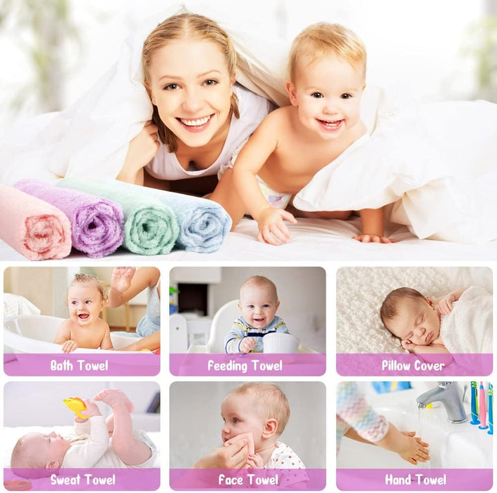Baby Washcloths 24-Pack(7''X9''), Microfibre Coral Fleece Baby Towels, Super Soft and Absorbent Wash Flannels for Newborns and Infants, Gentle on Delicate Skin for Face Hands and Body