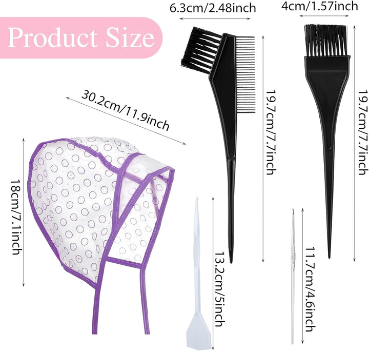 12 Pcs 4 Sets of Highlight Cap with Hooks, Hair Highlighting Caps, Highlight Hair Coloring Frosting Dye Kit for Salon Hair Dyeing Hairdressing (Purple+Pink)