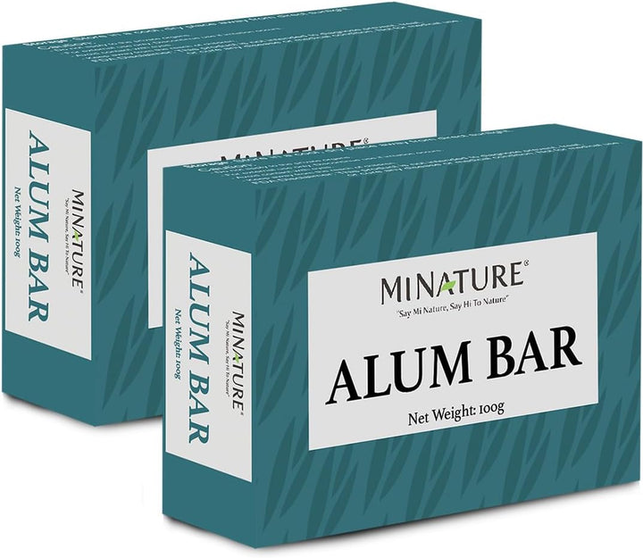 Mi Nature Pure Alum Bar 2 Pack (100G*2) |Natural Phitkari Block |Potassium Alum Stone |Shaving Bar |Skin Astringent |Water Clarifier |Odor Control