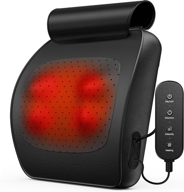 Back Massager,  Neck and Back Massager with Heat, Deep Tissue 3D Kneading Shiatsu Massage Pillow for Body, Shoulder, Foot and Leg, Gift for Women and Men - Remote Control