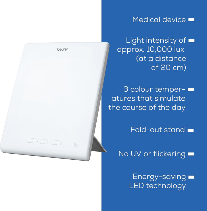 TL45 Perfect Day Daylight Therapy Lamp, Simulation of Daylight at 10,000 Lux Medically Recognised to Ease Symptoms of SAD, 3 Functions to Regulate Day/Night Rhythm, Energise, Focus and Rest