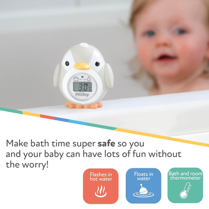 Penguin Baby Bath Thermometer - Digital Thermometer with Easy to Read Screen | BPA Free | Suitable from Birth (Grey)