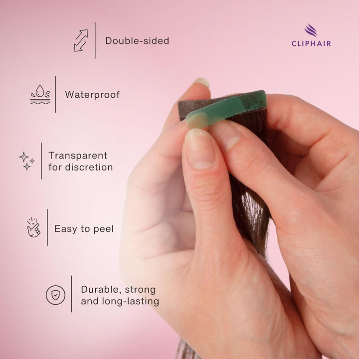 Tape Extension Tabs, Spare Tape Tabs for Hair Extensions, Pack of 48 Double Sided Hair Extension Tapes, Ultra Hold, Waterproof, Easy Clean Up