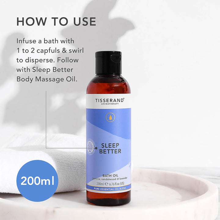 Aromatherapy - Sleep Better - Bath Oil - Lavender, Jasmine & Sandalwood Essential Oils - 100% Natural Pure Essential Oils - 200Ml