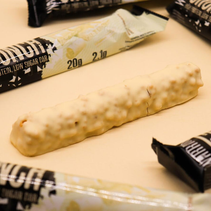 Crunch - High Protein Bars - 20G Protein Each Bar - Low Carb, Low Sugar Snack - 12 Pack X 64G (White Chocolate)