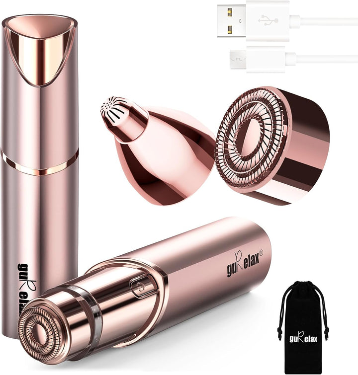 Facial Hair Remover for Women,Hair Removal Device Rechargeable,Epilator for Women for Face Included 2 X Replacement Heads,Painless Lady Shavers,For Lip,Mustache, Chin